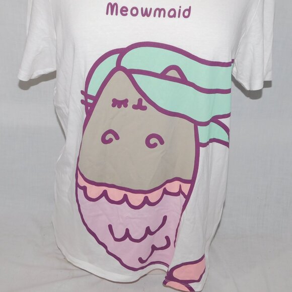 Undiz Pusheen Meowmaid Mermaid Cat Womens L Graphic T Shirt - Picture 3 of 7